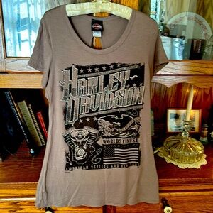 Harley Davidson T-shirt with bling. 95% rayon 5% spandex.